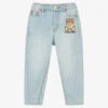 Moschino Kid-Teen Blue Denim Teddy Logo Jeans -Babie Fashion Shop moschino blue denim teddy logo jeans 476654 20c6685da3e6c6359dfcd3554fe817db9328b3cf