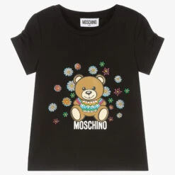 Moschino Kid-Teen Girls Black Cotton Diamanté T-Shirt
