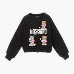 Moschino Kid-Teen Girls Black Cotton Logo Sweatshirt