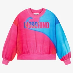 Moschino Kid-Teen Girls Pink & Blue Cotton Sweatshirt
