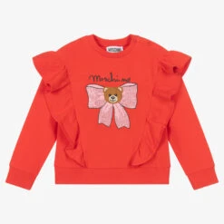 Moschino Baby Girls Red Cotton Ruffle Sweatshirt