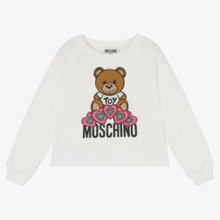 Moschino Kid-Teen Ivory Teddy Logo Sweatshirt