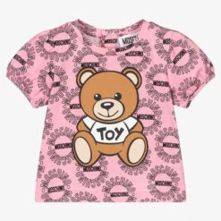 Moschino Baby Pink Teddy Bear Logo T-Shirt
