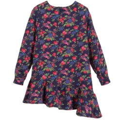MSGM Girls Blue Floral Crêpe Dress