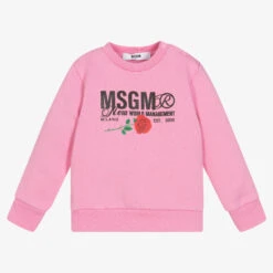 MSGM Pink Cotton Logo Sweatshirt