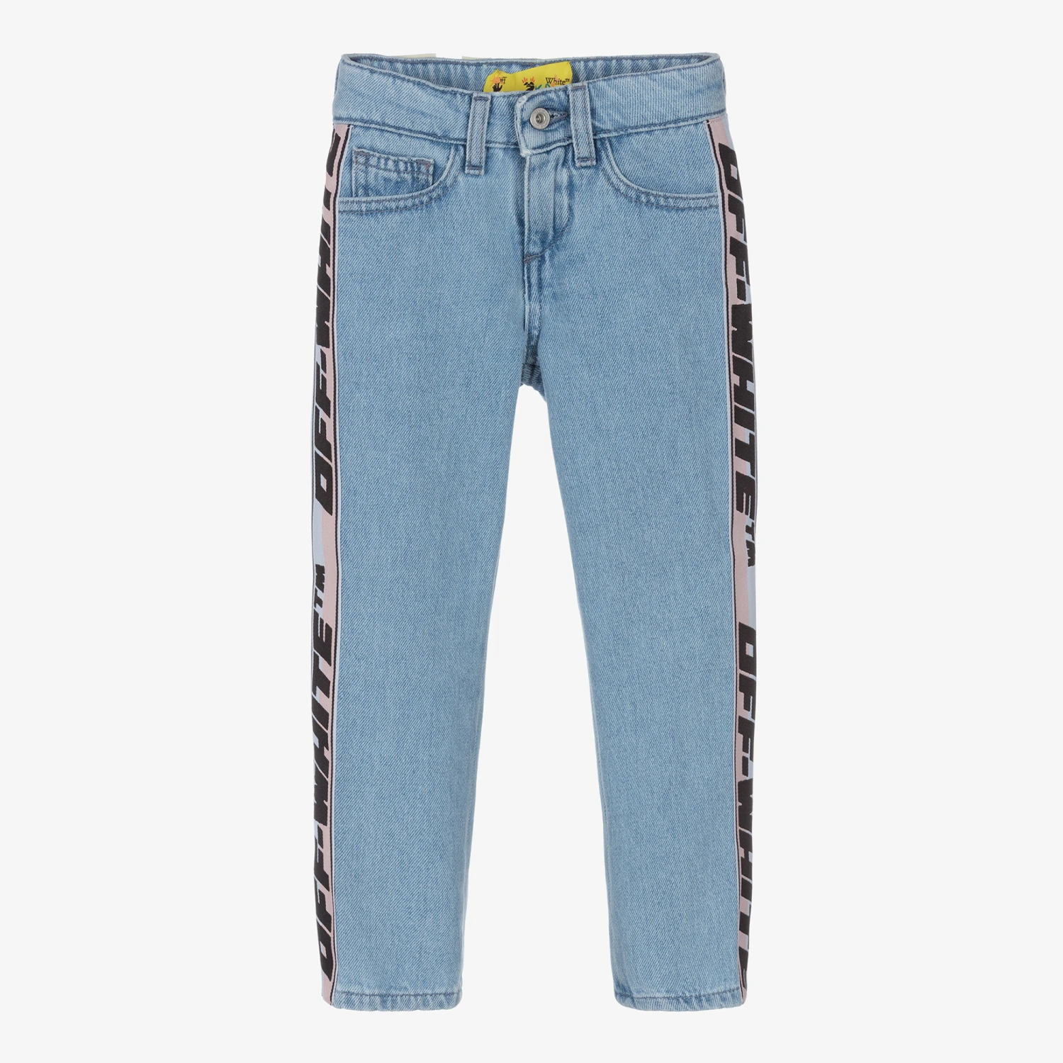 Off-White Girls Blue Denim Industrial Logo Jeans 3 Off-White Girls Blue Denim Industrial Logo Jeans