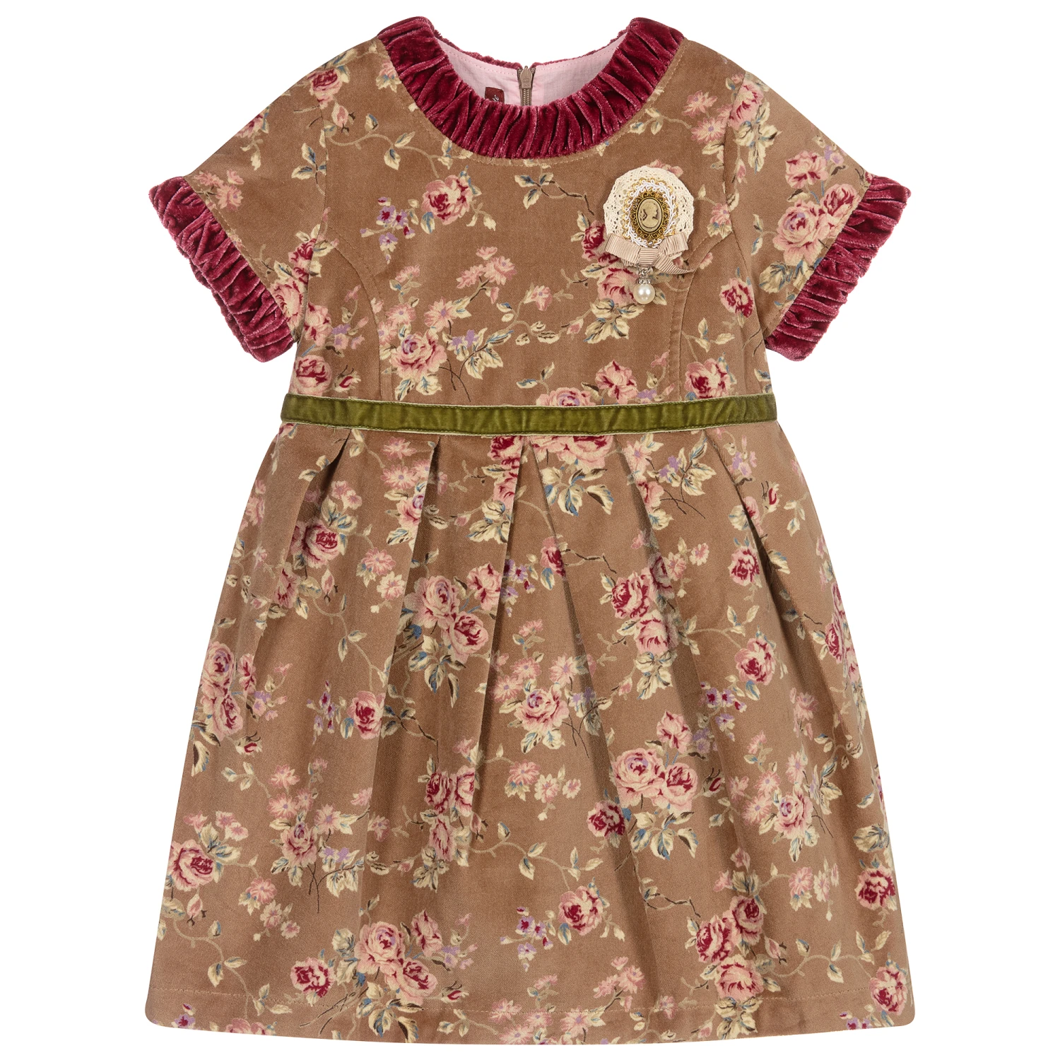 Pan Con Chocolate Brown & Pink Velvet Dress 3 Pan Con Chocolate Brown & Pink Velvet Dress