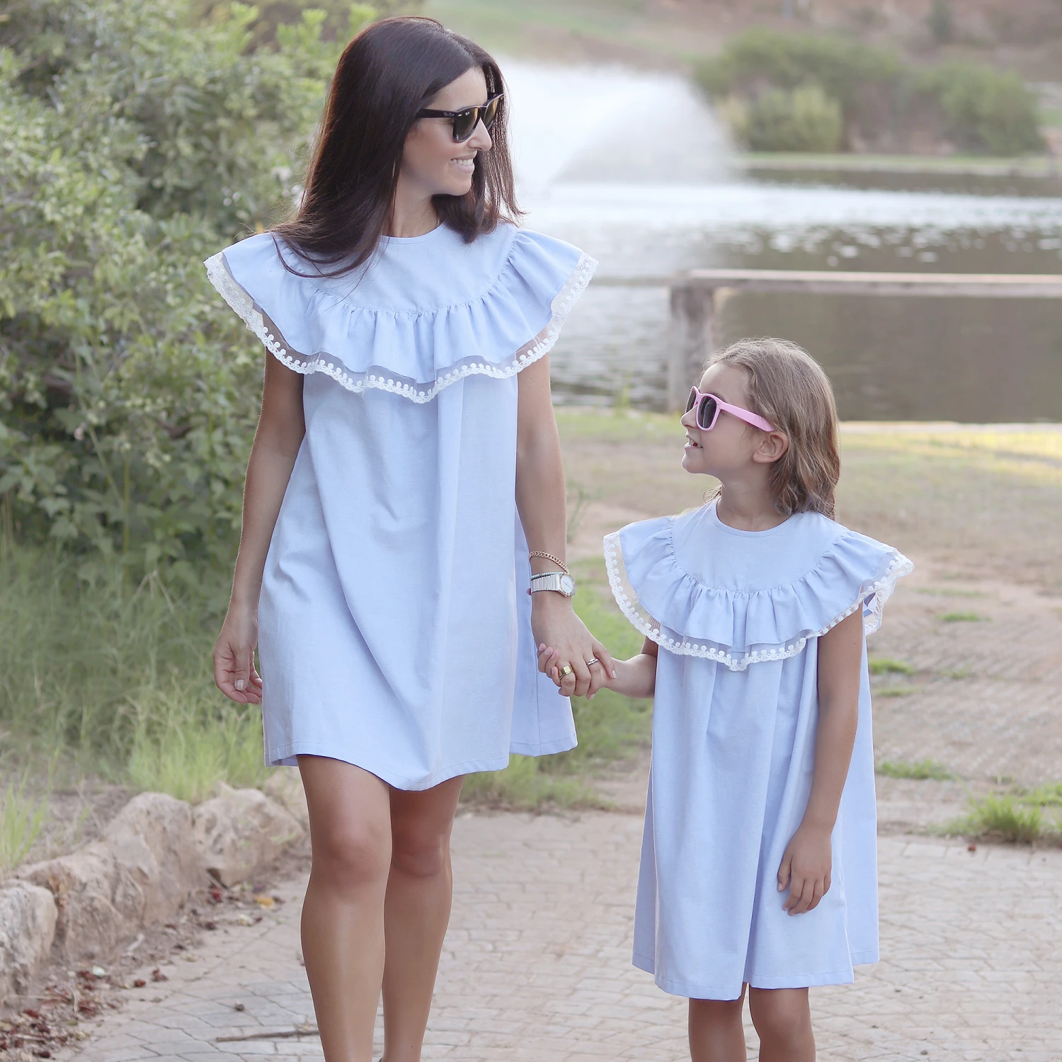 Phi Clothing Blue Dress With Lace Trim 4 Phi Clothing Blue Dress With Lace Trim - Image 2