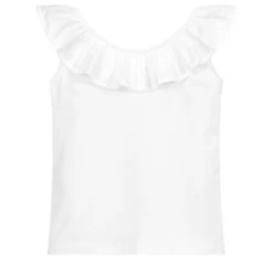 Phi Clothing White Cotton Ruffle Top