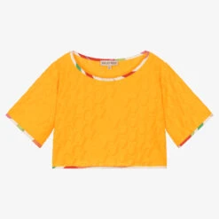 PUCCI Girls Yellow Marmo Logo T-Shirt