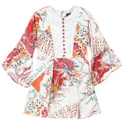 Roberto Cavalli Girls Ivory & Red Silk Dress