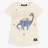 Rock Your Baby Girls Ivory Cotton Bouquet Dinosaur T-Shirt