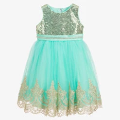 Romano Princess Green Sequin & Tulle Dress