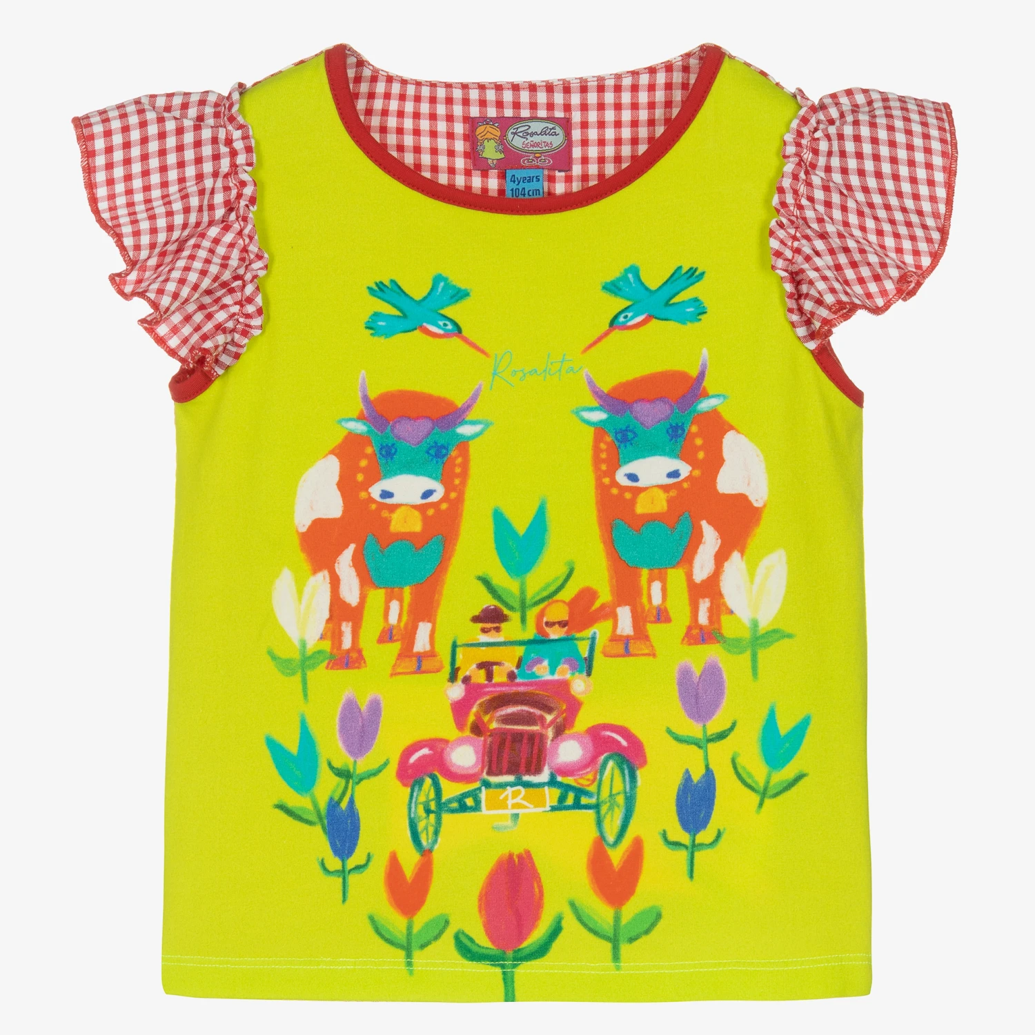 Rosalita Señoritas Girls Green & Red Cotton Farm T-Shirt 3 Rosalita Señoritas Girls Green & Red Cotton Farm T-Shirt