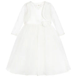 Sarah Louise Girls Ivory Lace Dress & Bolero Set