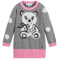 Simonetta Grey Wool Knitted Teddy Dress