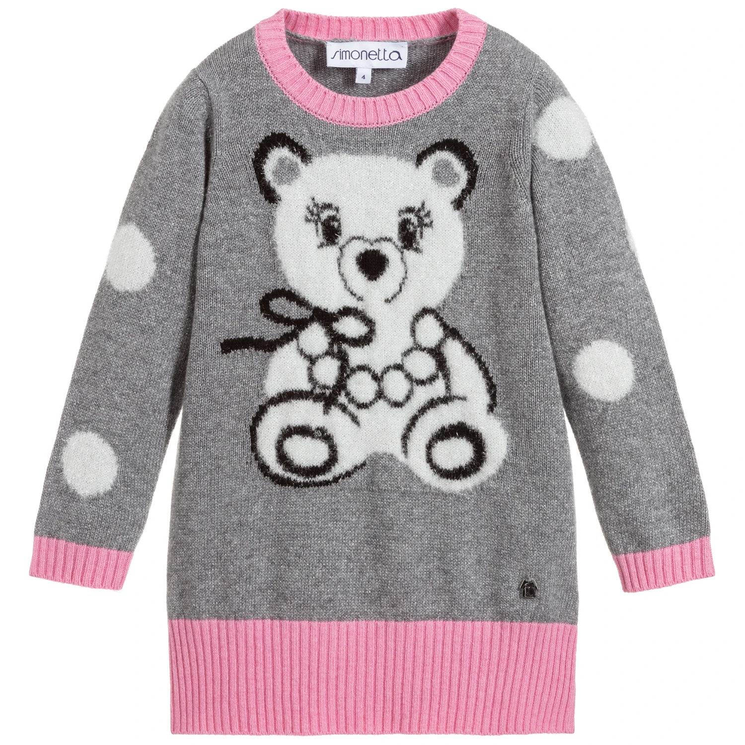 Simonetta Grey Wool Knitted Teddy Dress 3 Simonetta Grey Wool Knitted Teddy Dress