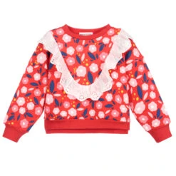 Sonia Rykiel Paris Red Floral Cotton Sweatshirt