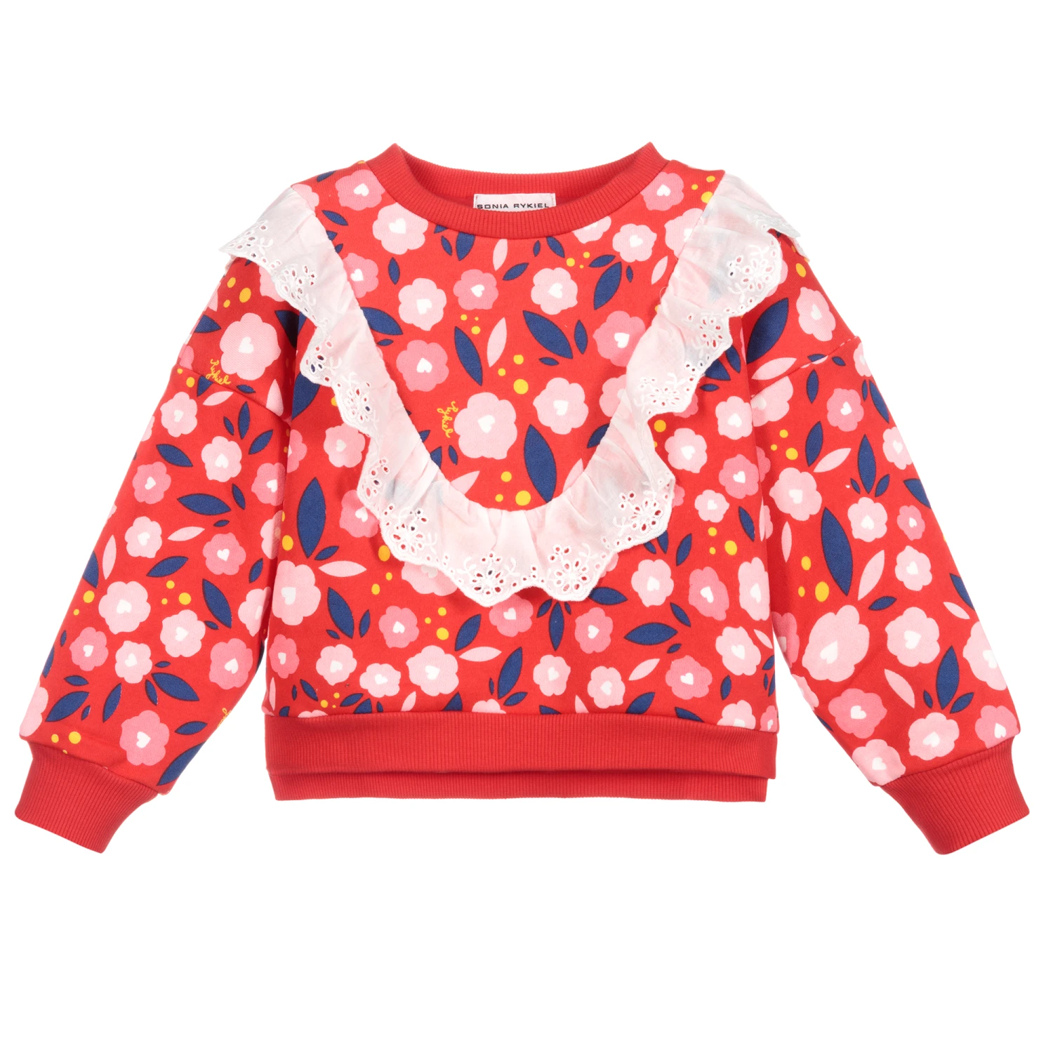 Sonia Rykiel Paris Red Floral Cotton Sweatshirt 3 Sonia Rykiel Paris Red Floral Cotton Sweatshirt