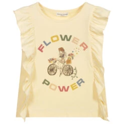 Sonia Rykiel Paris Yellow Cotton Ruffle T-Shirt