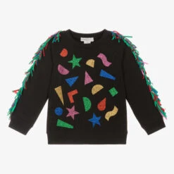 Stella McCartney Kids Girls Black Fringed Sweatshirt