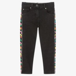 Stella McCartney Kids Girls Black Logo Tape Jeans