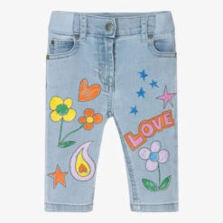 Stella McCartney Kids Girls Blue Printed Denim Jeans