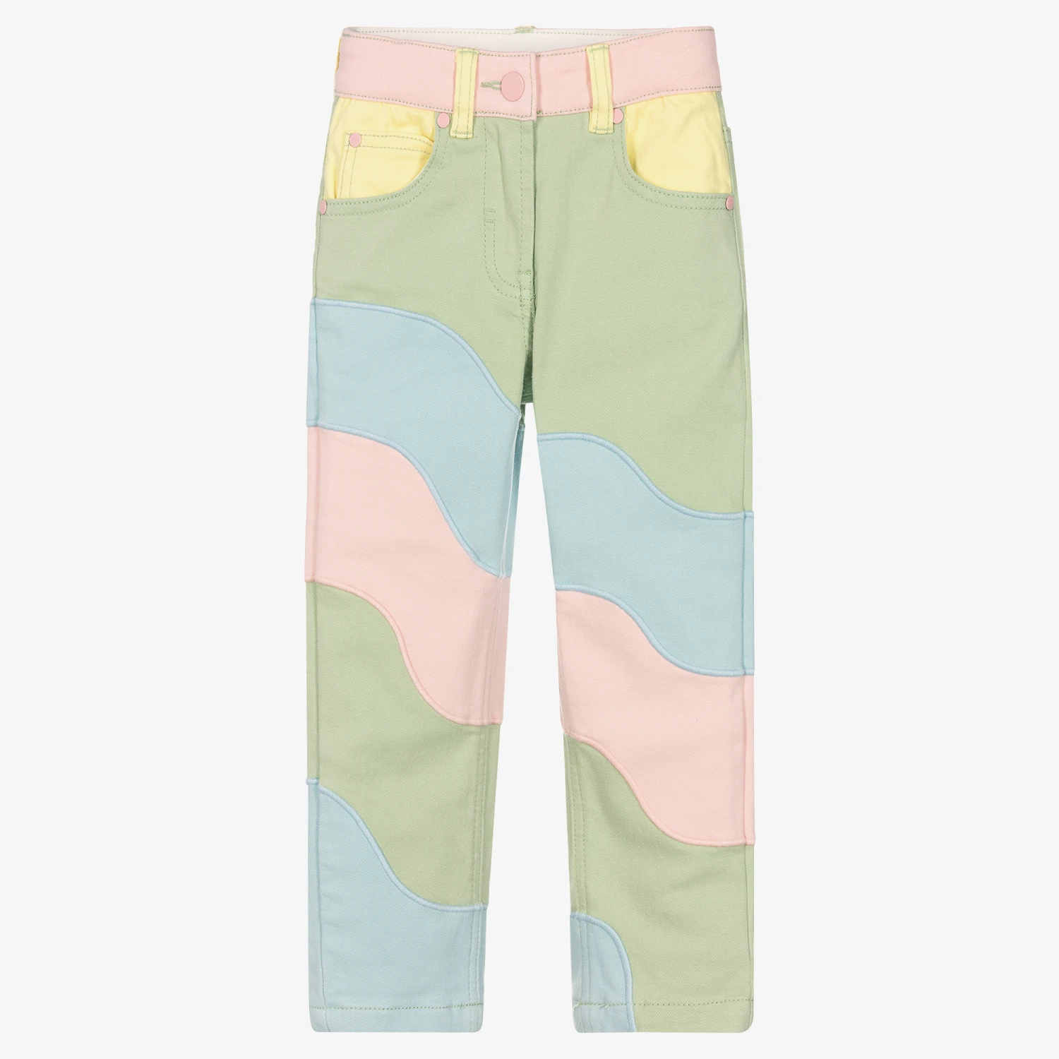 Stella McCartney Kids Girls Pastel Stripe Denim Jeans 3 Stella McCartney Kids Girls Pastel Stripe Denim Jeans