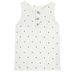 The Tiny Universe White & Black Spot Vest Top