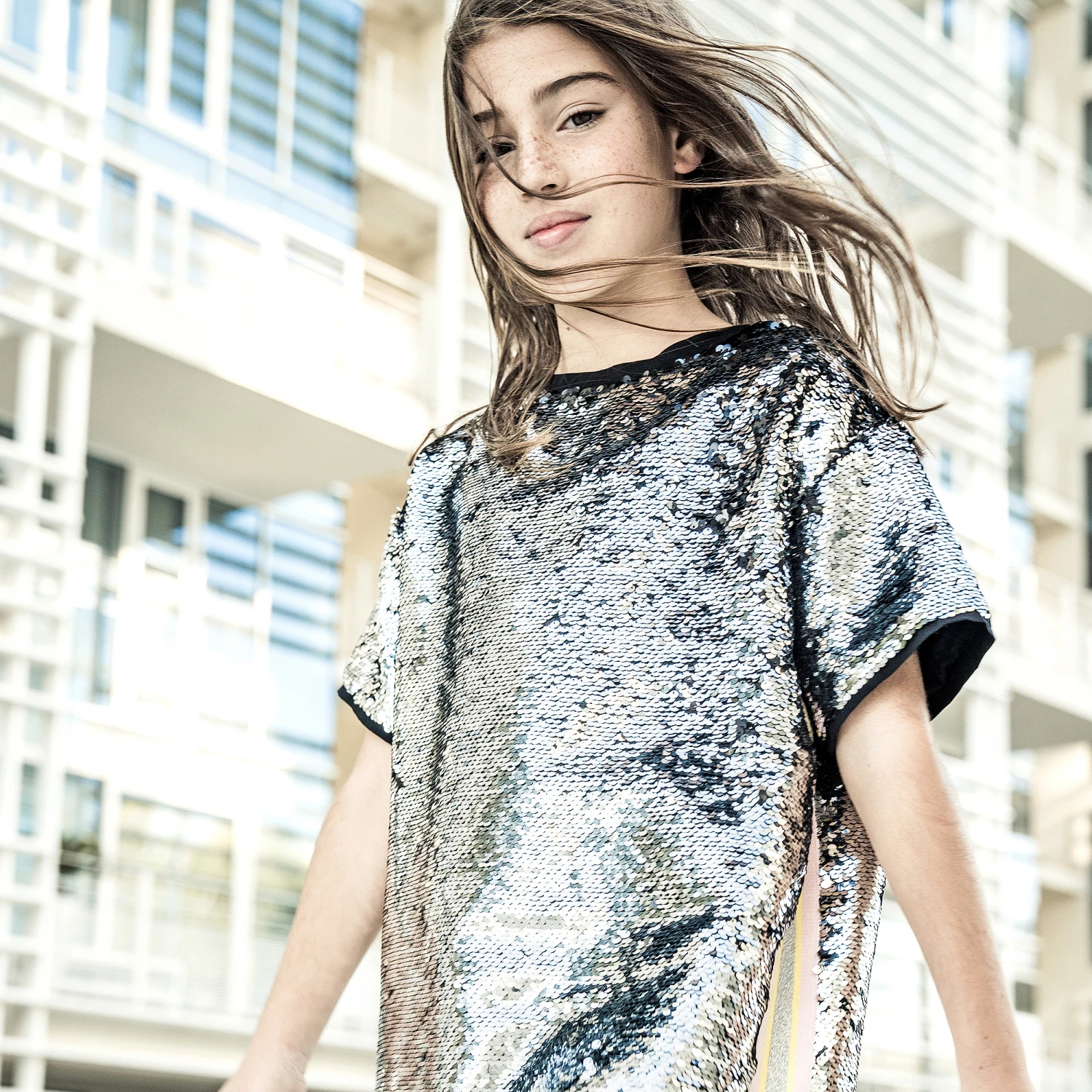 Trussardi Girls Silver Sequin Dress 4 Trussardi Girls Silver Sequin Dress - Image 2