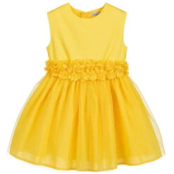 Tutto Piccolo Yellow Cotton & Tulle Dress