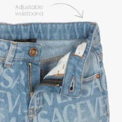 Versace Girls Washed Blue Logo Flared Jeans -Babie Fashion Shop versace girls washed blue logo flared jeans 495202 b35b57363179008b19cf5ed455d028e749ad7ce7