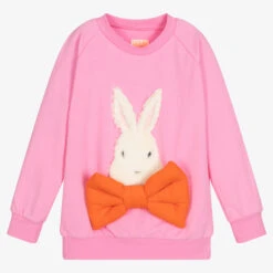 Wauw Capow By Bangbang Girls Pink Bunny Sweatshirt