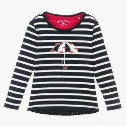 Week-end à La Mer Girls Blue Breton Stripe Top