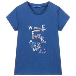 Week-end à La Mer Girls Blue Cotton T-Shirt