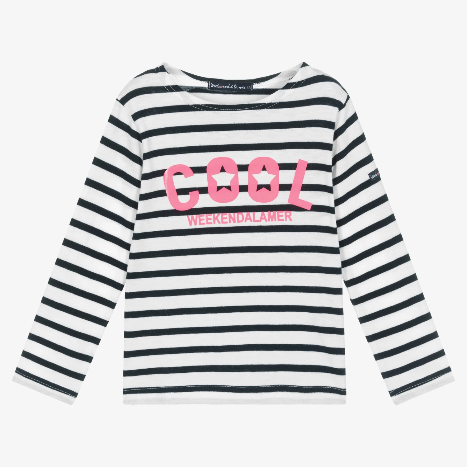 Week-end à La Mer Girls White Breton Striped Top 3 Week-end à La Mer Girls White Breton Striped Top